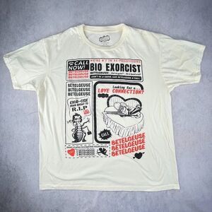 Beetlejuice Advertisement T Shirt Mens Size XL Ivory Unisex Betelgeuse Tee